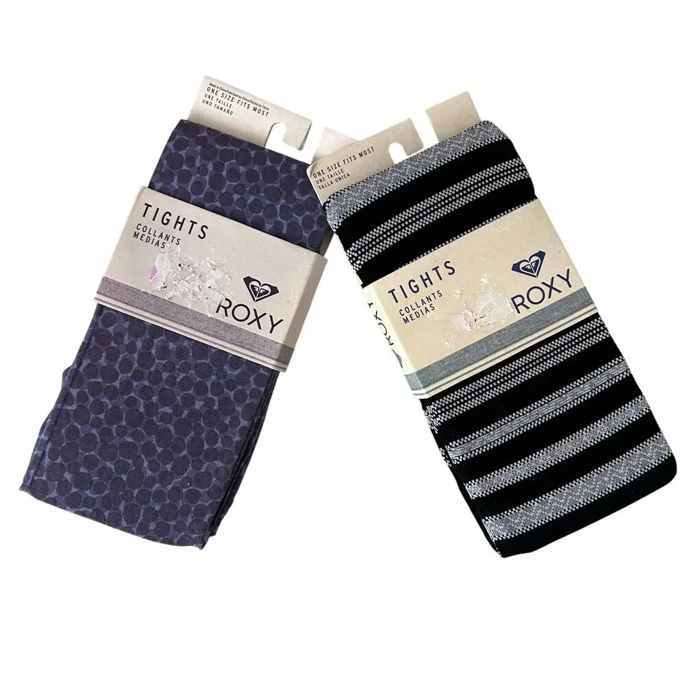 New Roxy tights Hosiery Legwear patterned sheer Striped Polka Dot one size
